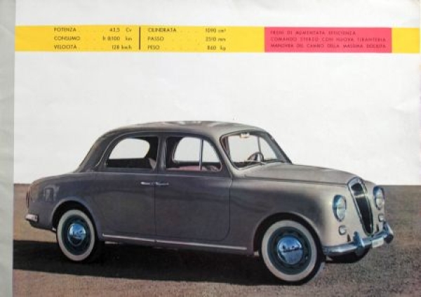 Lancia Appia Serie 2 Modellprogramm 1956 Automobilprospekt (0422)